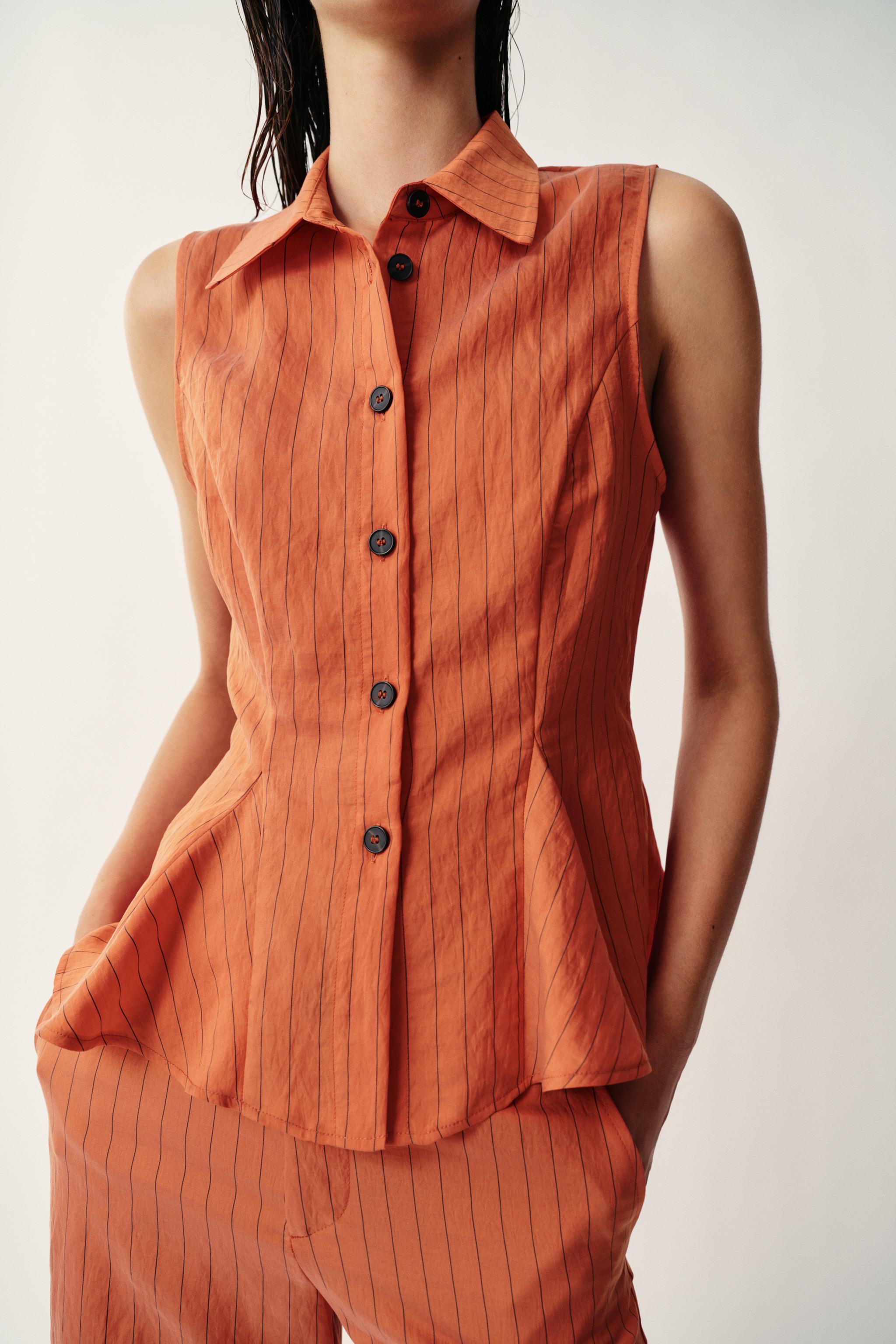 GILET À RAYURES PEPLUM